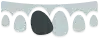 Dental crowns displayed in a row showing different shades and one dark tooth model.